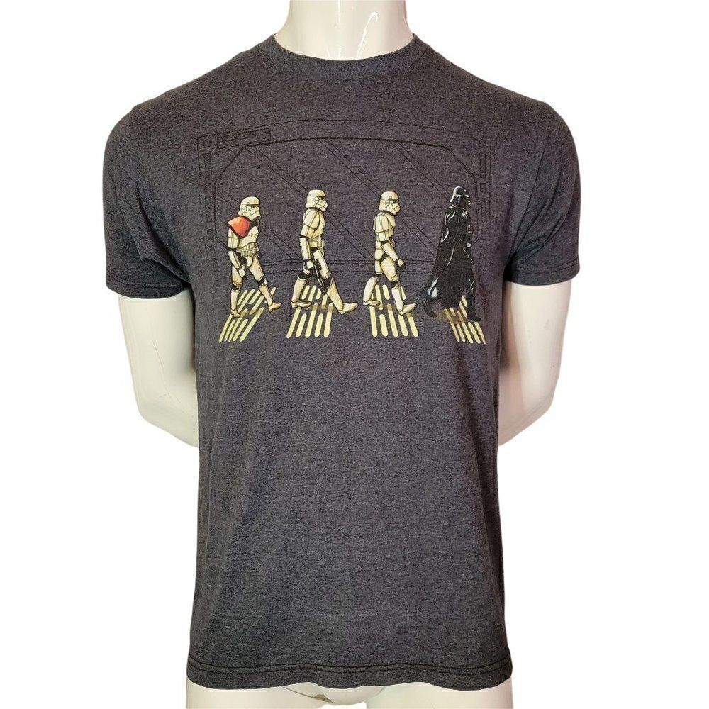 Star Wars Mens T-Shirt - Walking Abbey Road Darth Vader Stormtroopers in Space (